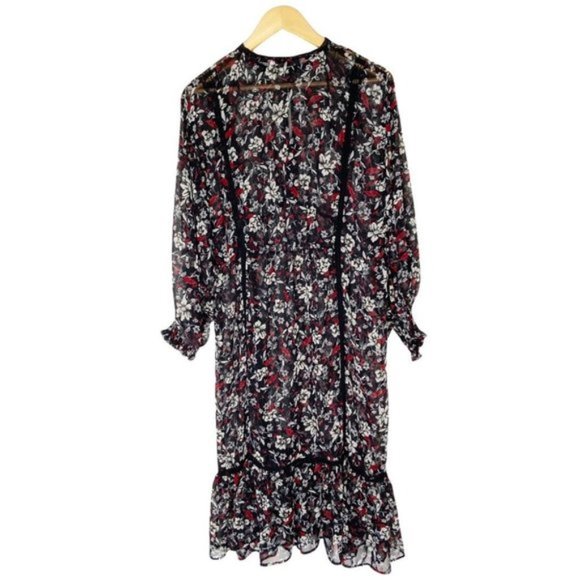 Zara Sheer Floral Boho Dress  Size M - Picture 5 of 7